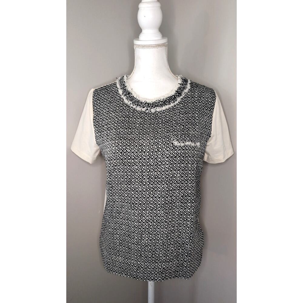 J Crew Factory Layered Knit Top Medium Faux Vest Preppy NWT